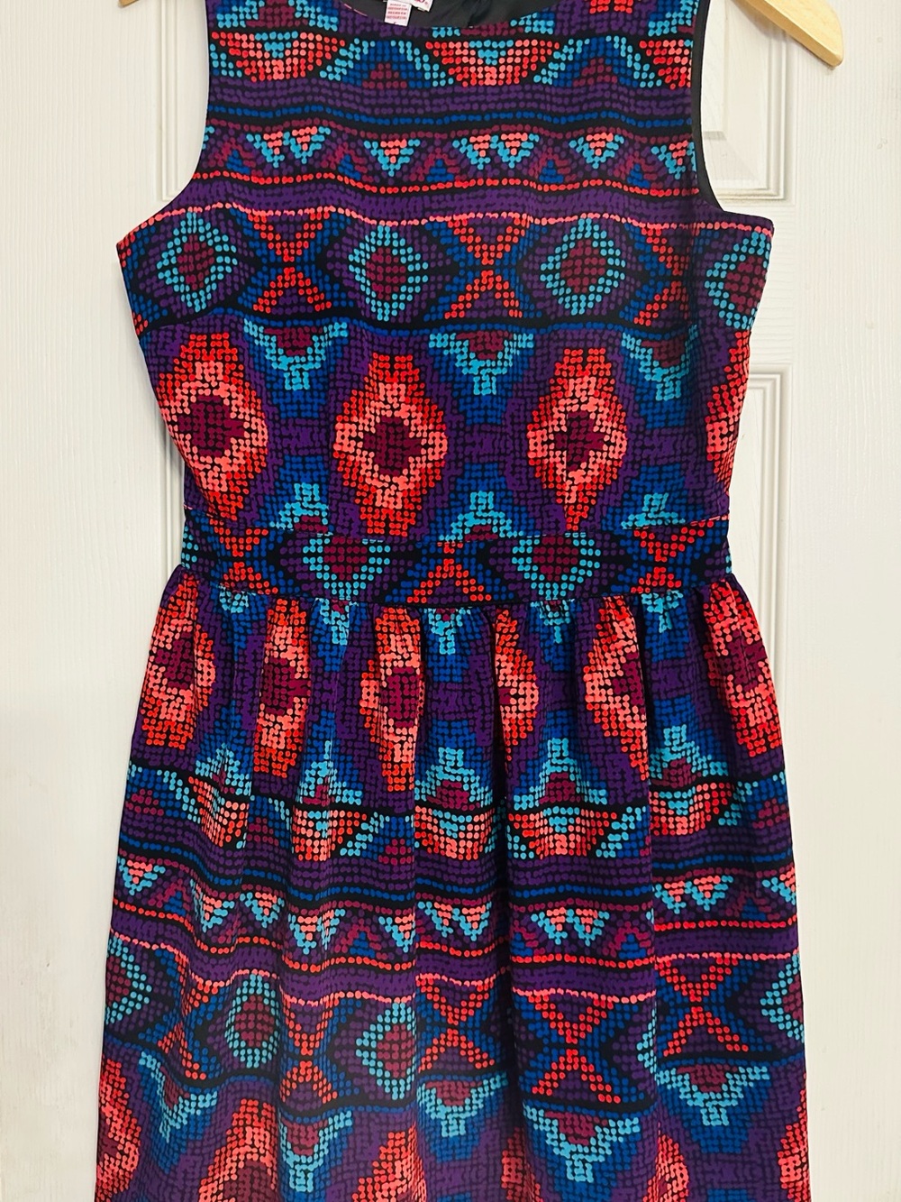 BONGO Geometric Print Sleeveless Mini Dress in Red, Blue, Purple Juniors Size 5